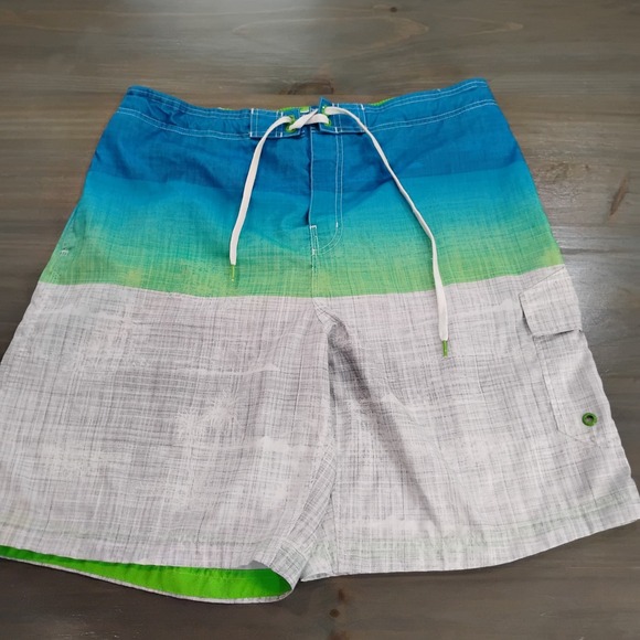 Speedo Other - SPEEDO Board Shorts /Swim Trunks Men's XL Gray With Blue Green Turquoise Ombre